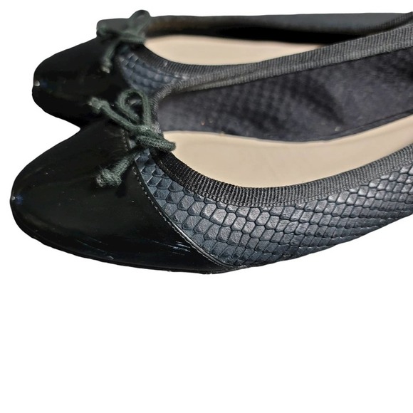 Cole Haan Ballet Flats 6.5 B Black Leather Snakeskin Bow Classic Capsule Basics - Picture 5 of 7